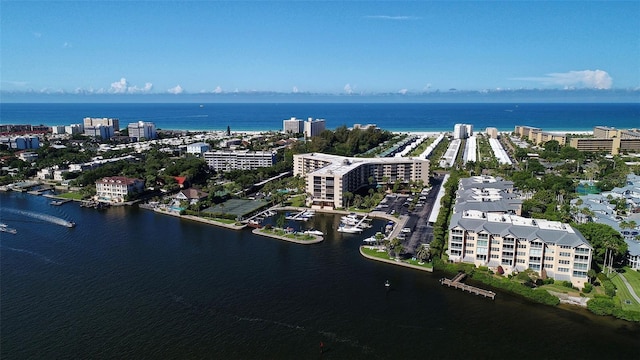 aerial view of a nearby body of water