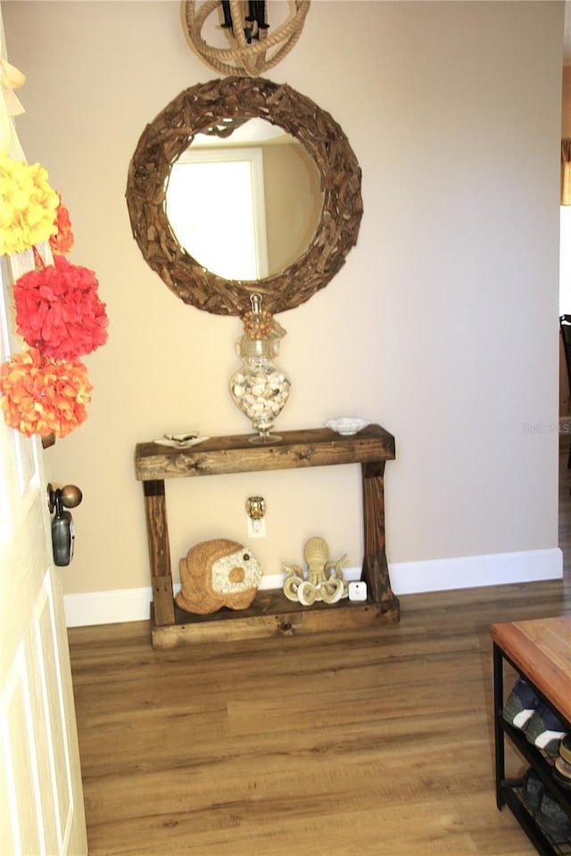 details featuring wood finished floors and baseboards