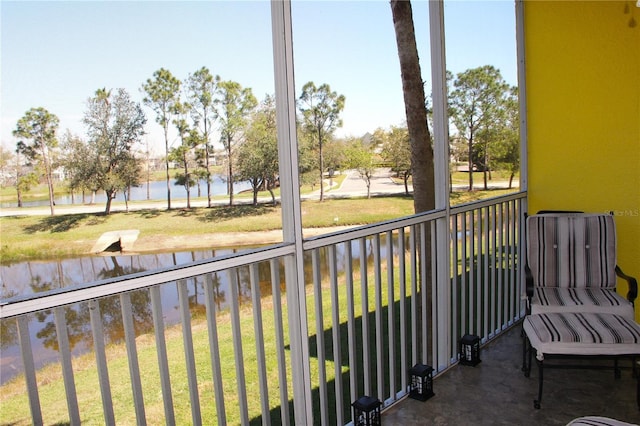 balcony with a water view