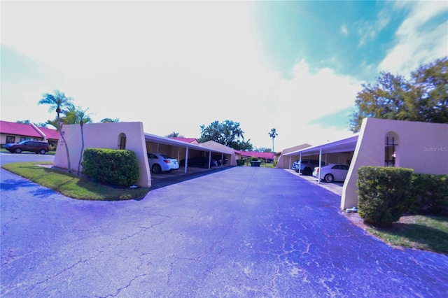 view of covered parking lot