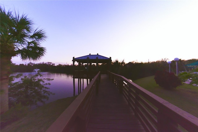 view of dock featuring a water view