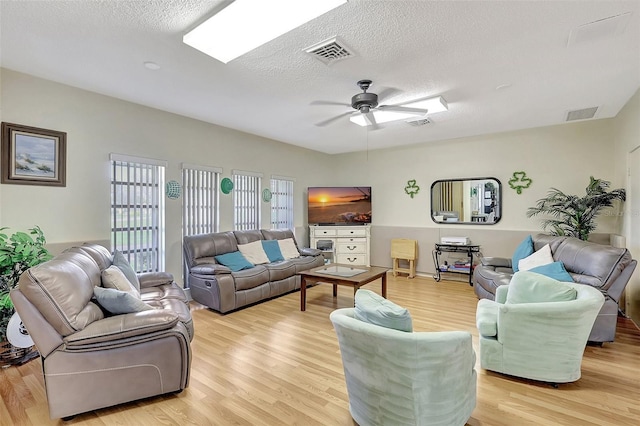 3807 41st Street Ct W Unit 52, Bradenton, FL 34205 - living room featuring a ceiling fan, light wood-style floors, and visible vents