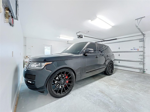 garage with a garage door opener