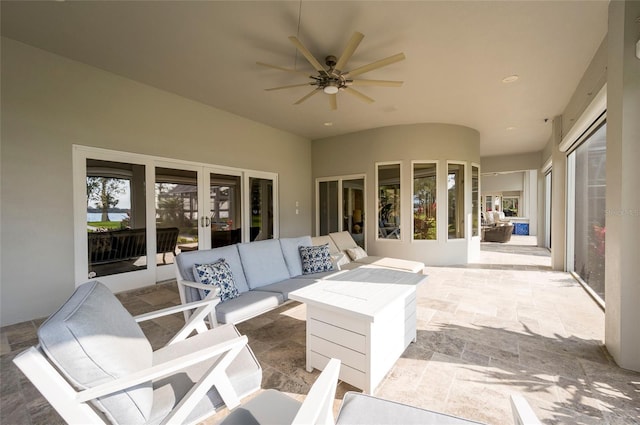 view of patio / terrace featuring an outdoor living space and french doors