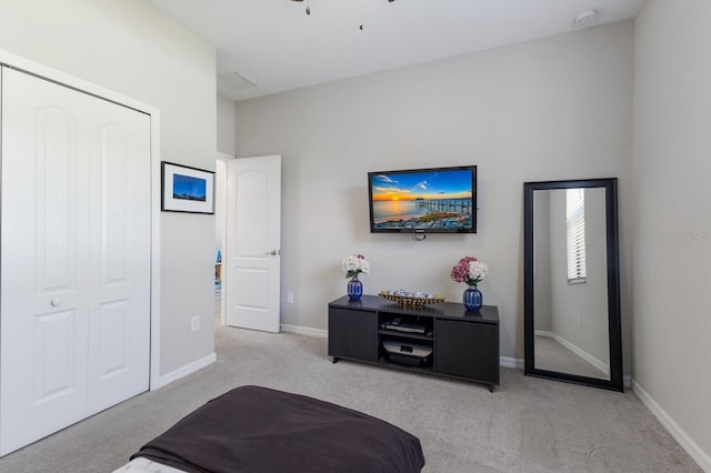 bedroom with visible vents, baseboards, and carpet floors