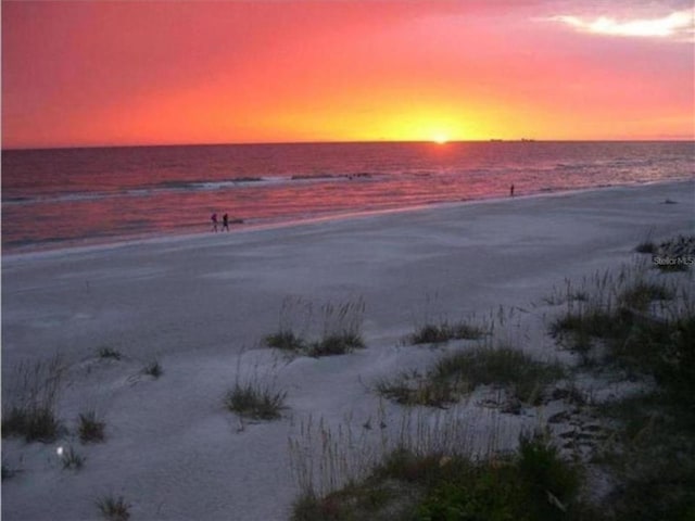 property view of water featuring a beach view