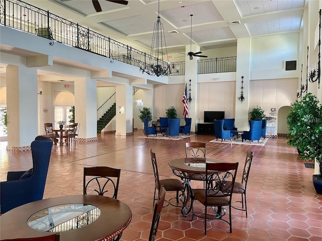 building lobby with visible vents and stairs