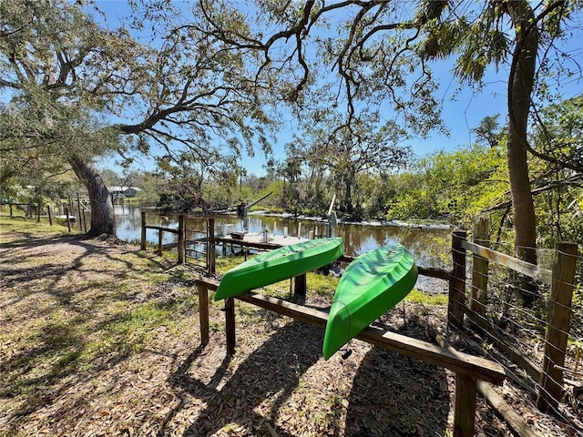 view of dock featuring a water view