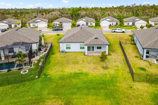 drone / aerial view with a residential view