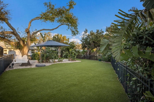 view of yard featuring a fenced backyard