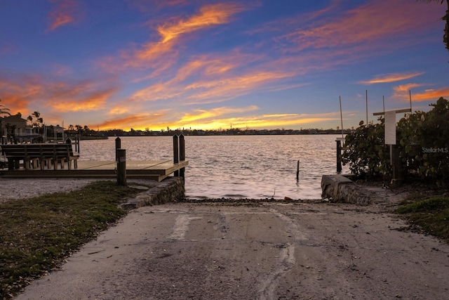 dock area featuring a water view