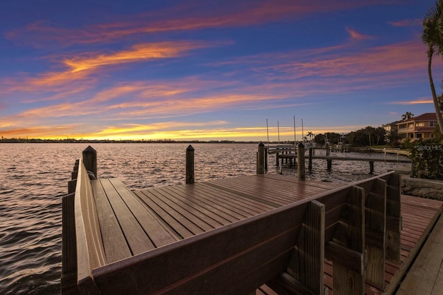 dock area featuring a water view