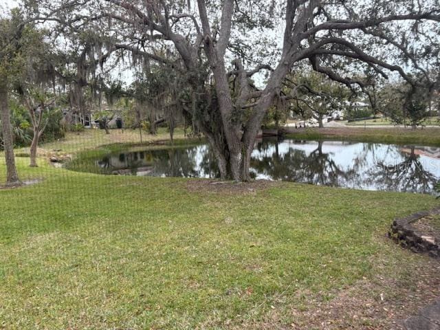 view of yard with a water view