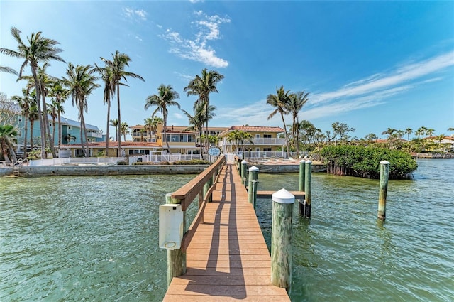 dock area featuring a water view