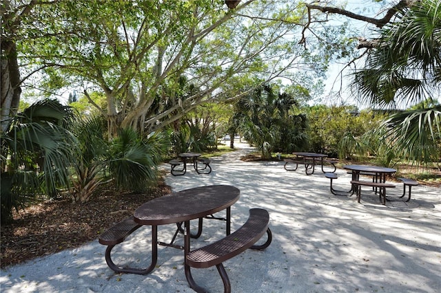 view of community with a patio