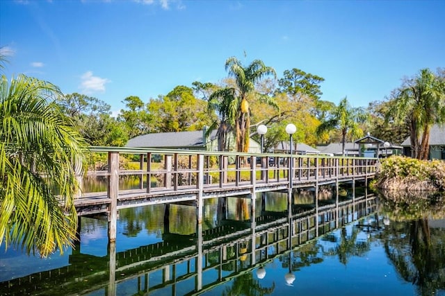 view of dock featuring a water view