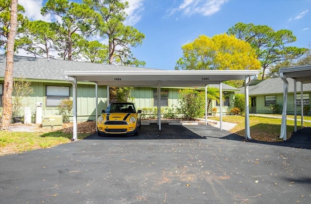 view of covered parking lot