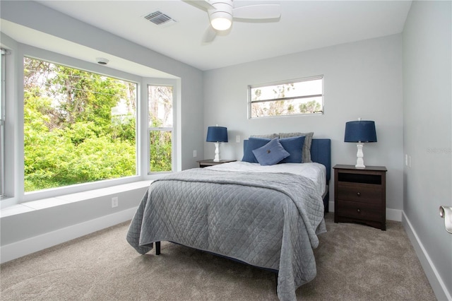 800 Everest Rd, Venice, FL 34293 - carpeted bedroom featuring visible vents, ceiling fan, and baseboards