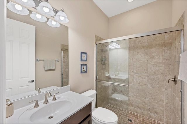 1290 Cielo Ct, North Venice, FL 34275 - full bathroom featuring a stall shower, toilet, and vanity