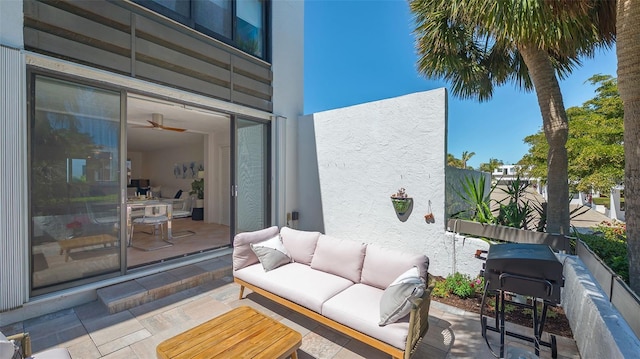 view of patio featuring an outdoor living space and grilling area