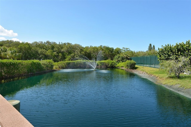 water view featuring fence