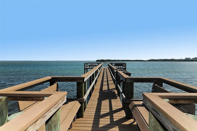 view of dock featuring a water view