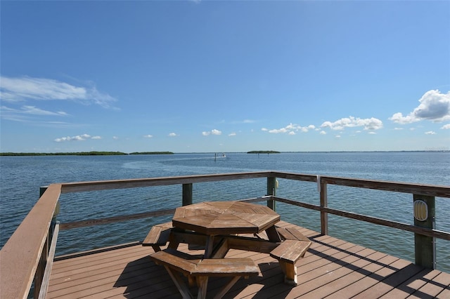 dock area featuring a water view