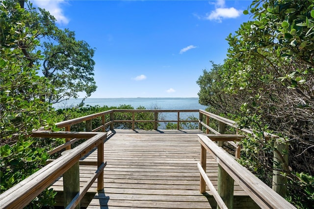 dock area featuring a water view