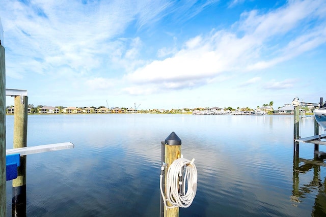 view of dock featuring a water view