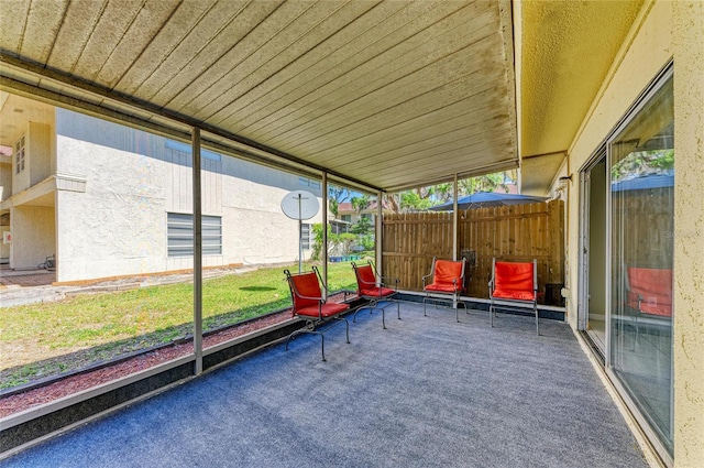 view of unfurnished sunroom