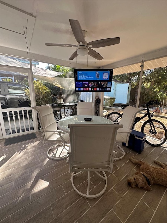 view of patio with ceiling fan