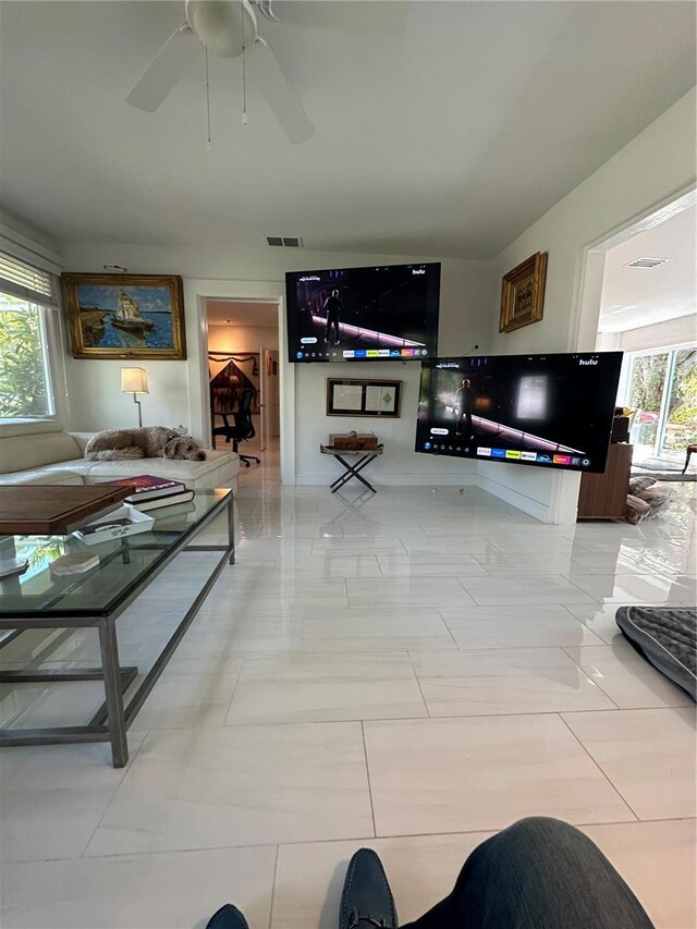 728 41st St, Sarasota, FL 34234 - living area with ceiling fan