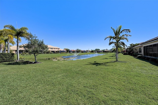 view of yard featuring a water view