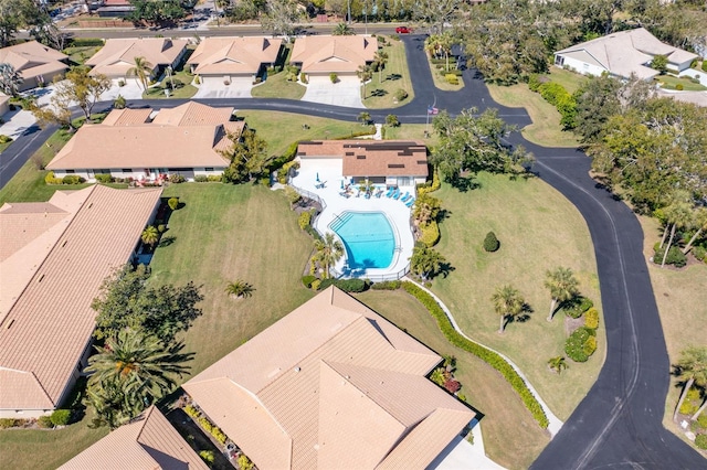 drone / aerial view with a residential view