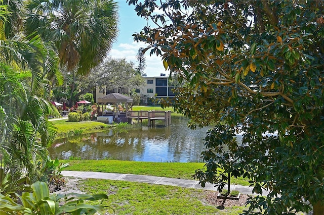 view of water feature featuring a gazebo