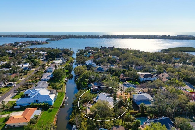 bird's eye view featuring a water view