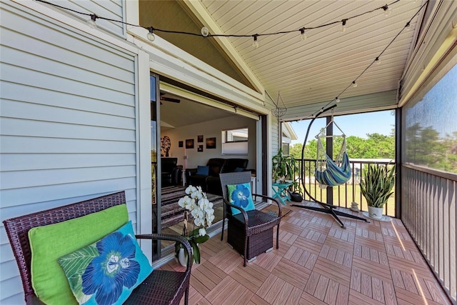 exterior space with lofted ceiling