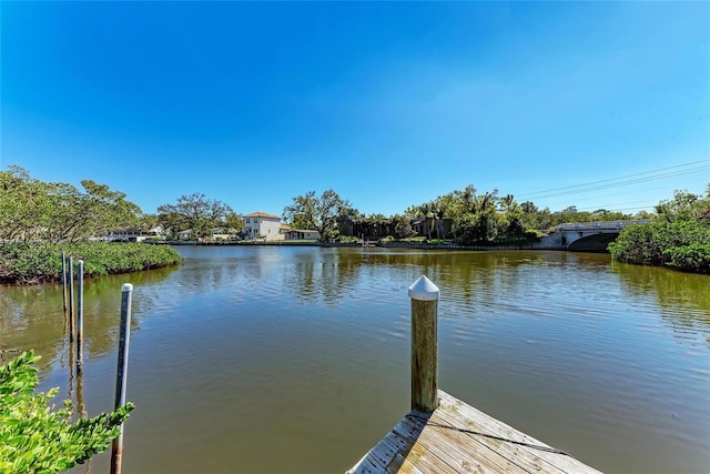 dock area featuring a water view