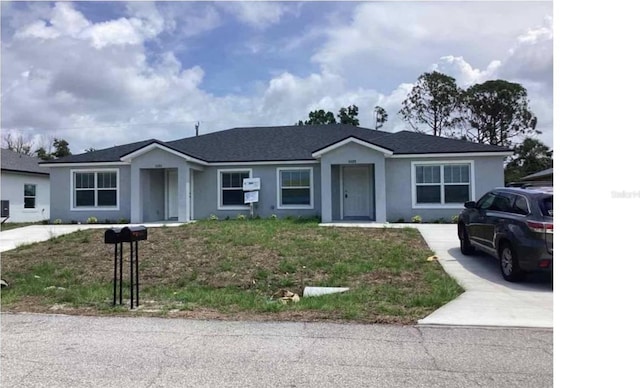 ranch-style home with stucco siding