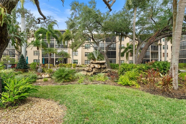 view of community featuring a lawn