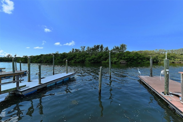 view of dock featuring a water view