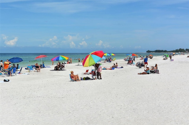 property view of water with a beach view