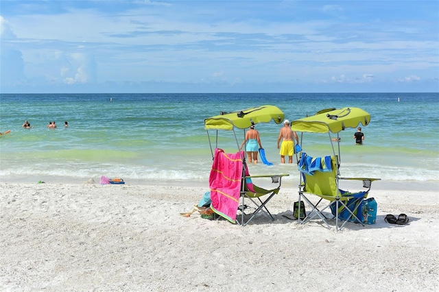 property view of water with a beach view