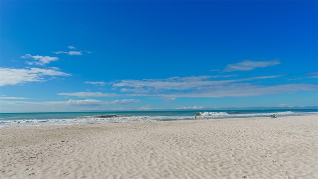 view of water feature with a view of the beach