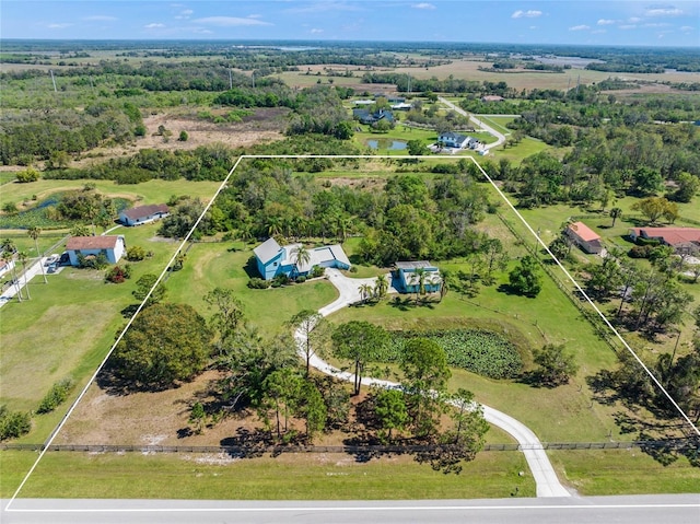 drone / aerial view with a rural view