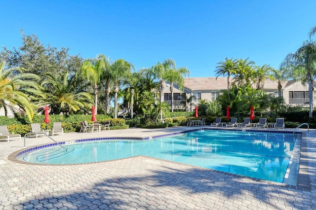 pool with a patio area