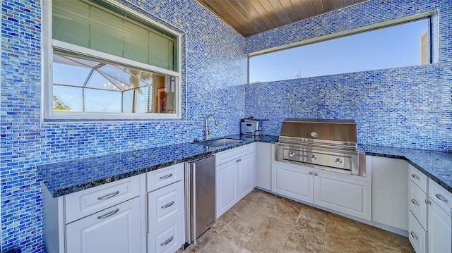 view of patio / terrace with a sink, an outdoor kitchen, and a grill