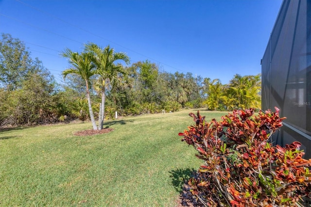 view of yard with a lanai