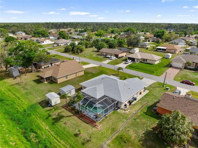 drone / aerial view with a residential view