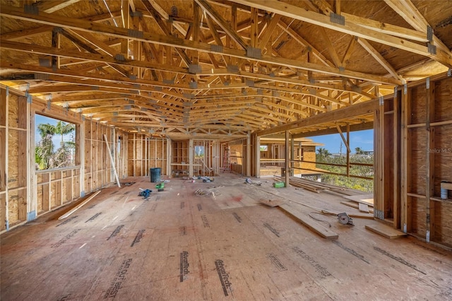 misc room featuring lofted ceiling